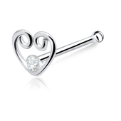 Heart with Stone Bone Nose Stud NSKD-810